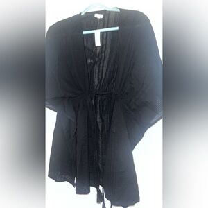 Sheer Black Kimono Tie-Waist Cover-Up NWT Aerie